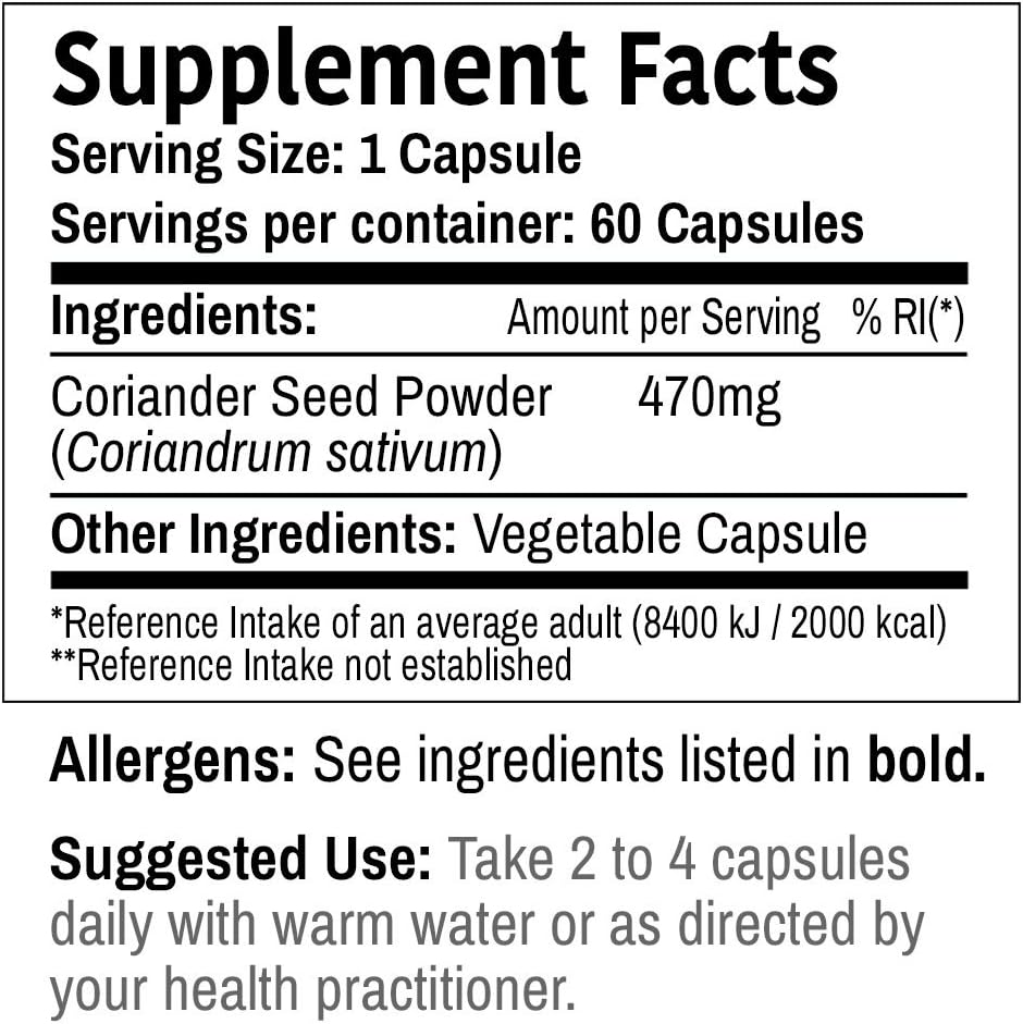 DR WAKDE's Coriander capsule di semi (60 tappi di veg, supplemento di base vegetale, erba ayurvedica, tutto naturale, vegano)