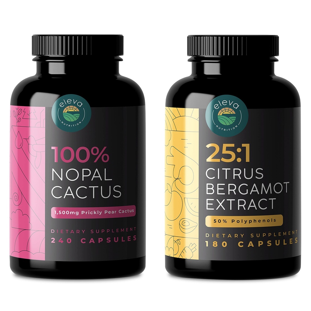 Citrus Bergamotte & Nopal Cactus Bundle, 180 Kapseln von Citrus Bergamotte, 240 Kapseln von Nopal Cactus, 1500 Mg von Sun-Dried Prickly Pear Cactus mit schwarzem Pfefferextrakt, 1000 Mg Bergamotte Extrakt