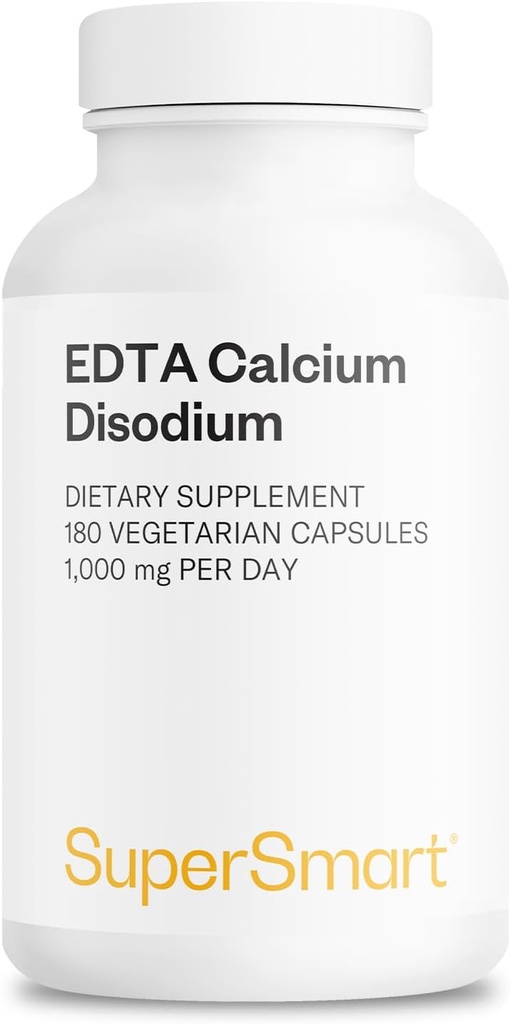 Supersmart - EDTA 1000mg al giorno - Calcium Disodium EDTA Supplemento | Non-GMO & Gluten Free - 180 capsule vegetariane