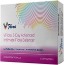VagiBiam Vflora 5 jours (Lactobacillus crispatus + L. gasseri) pour équilibrer la flore intime. Nourish et Nurture Bonne Flore pour la santé de la peau. Ultra Potent 100% végétalien naturel (5 suppositoires)