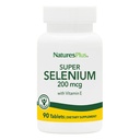 NaturesPlus Super Selen Complex - 200 mcg, 90 Vegetarische Tabletten - Essentielle Mineralergänzung mit Vitamin E - Fördert Gesunde Schilddrüse - Antioxidans - Glutenfrei - 90 Portionen