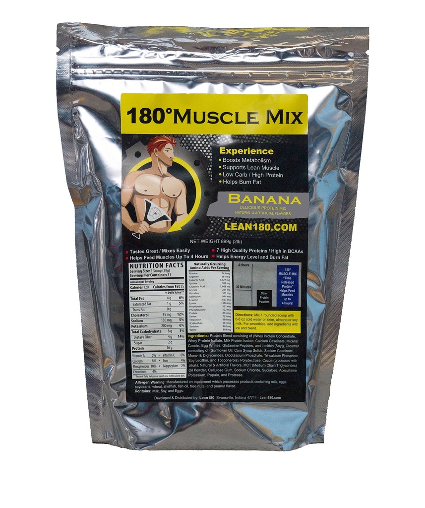 Lean 180 Muscle Mix - Best Tasting Whey Protein Shake - Frühstück, Post Workout, Snack - Hilft Lean Muscle, Boosts Energy - Tastes Great - 31 Shakes - Banana