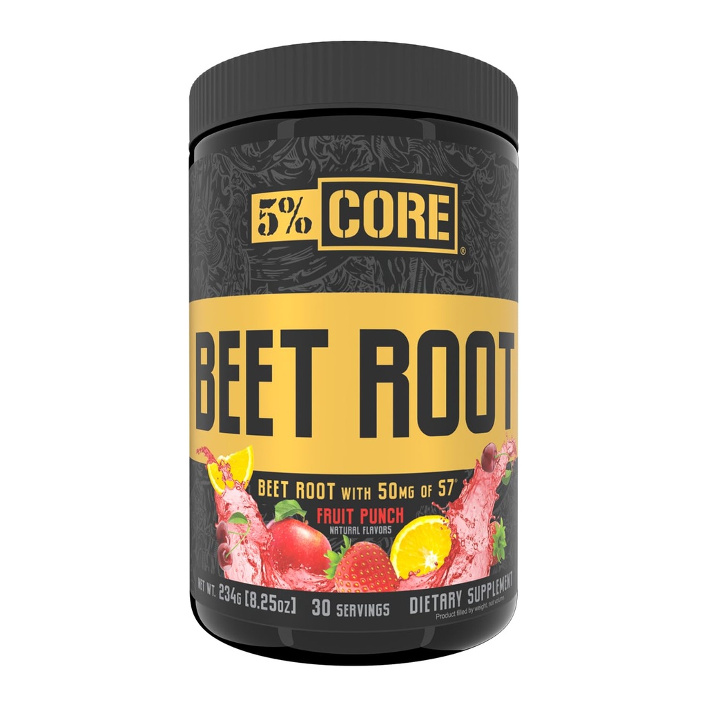 5% Ernährung Bio Kern Rübe Root | Nitric Oxide Beet Root Powder Pre Workout Additive | 6000mg Beet Root Extract | Vegan & Keto | 30 Serviers (Fruit Punch)