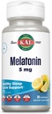 KAL Melatonin 5mg Sleep Aid Lozenges, Integratore Melatonin Supporta Qualità del sonno, Relax calmante e un Ciclo di sonno sano, con aggiunta di vitamina B6, Vegetariano, Natural Lemon Flavor, 30 Lozenges