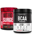 Jacked Factory Nitrosurge Shred Thermogenic PreWorkout in Orange Ananas & BCAA in Fruit Punch für Body Recomposition, Muskelaufbau und Erholung