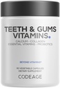 Codeage Zähne & Zahnfleisch Vitamine + Mund Probiotika Ergänzung für Mund - Ganzes Essen Kalzium, Collagen, Kalium, Vitamin C, D3, K2, Zink – Mundpflege & Zahn Multivitamin Ergänzungen - 90 Kapseln