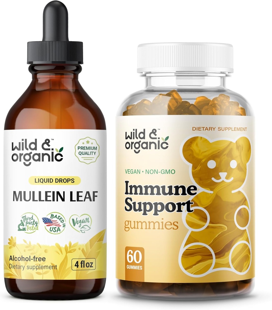 Wild & Bio Mullein Tropfen 4 Unzen & Immun Support Gummis