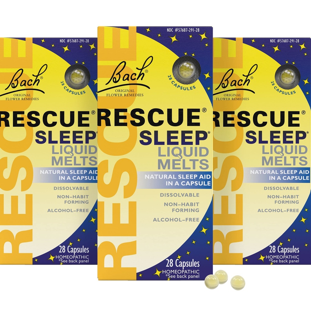 RESCUE Bach schlafen flüssige Melts, natürliche Orange Vanille Flavor, natürliche Schlafhilfe, Stress Relief, Homöopathische Blume Essence, frei von Melatonin, Non-Alcohol, 3 Pack, 28 Count