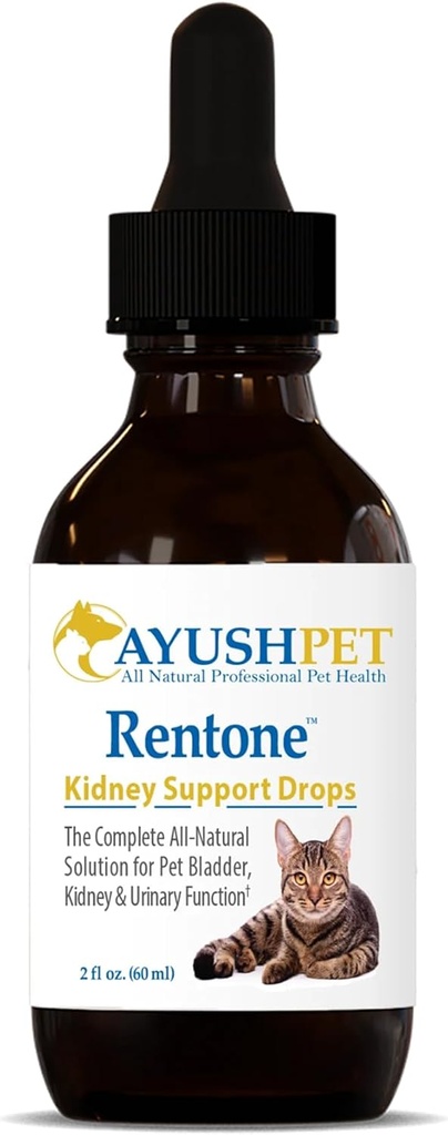 Ayush Pet Rentone - Supporto renale per cani e gatti, gocce liquide per la salute urinaria e renale, supplemento di salute urinaria per animali piccoli o grandi, cura naturale - 2 fl oz