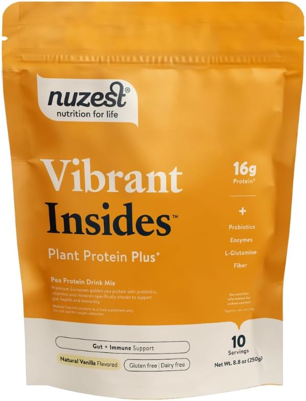 Nuzest Protein Plus | Vibrant Insides | Vanilla | Gut Health, Digestion and Immune Support | Vitamine e Minerali | 8.8oz/ 250g (10 Serve)