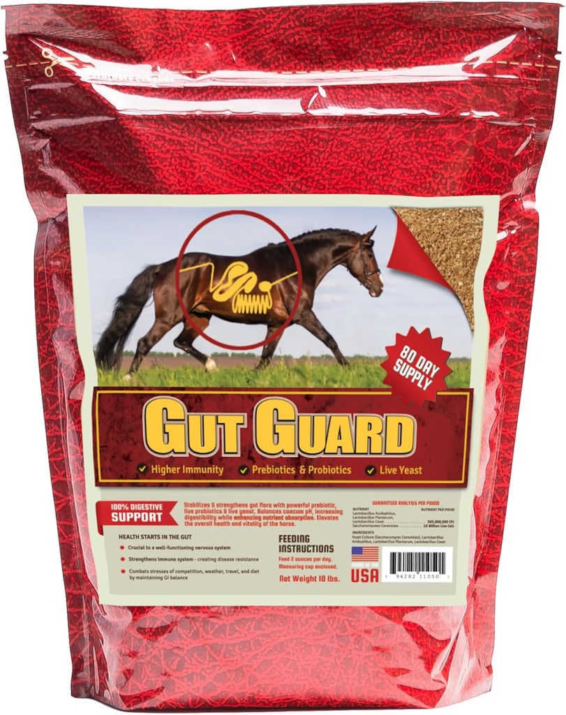 Equine Gut Guard 10 lb, Probiotische und präbiotische Pferdeergänzung für Gutgesundheit