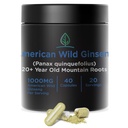 Holistic Bin Wild American Ginseng Kapseln Pure Organic Ginseng Ergänzung mit Wild Harvested 20+ Jahre alten Wurzeln von Appalachia (Panax Quinquefolius) | Keine Füllstoffe (40 Kapseln)