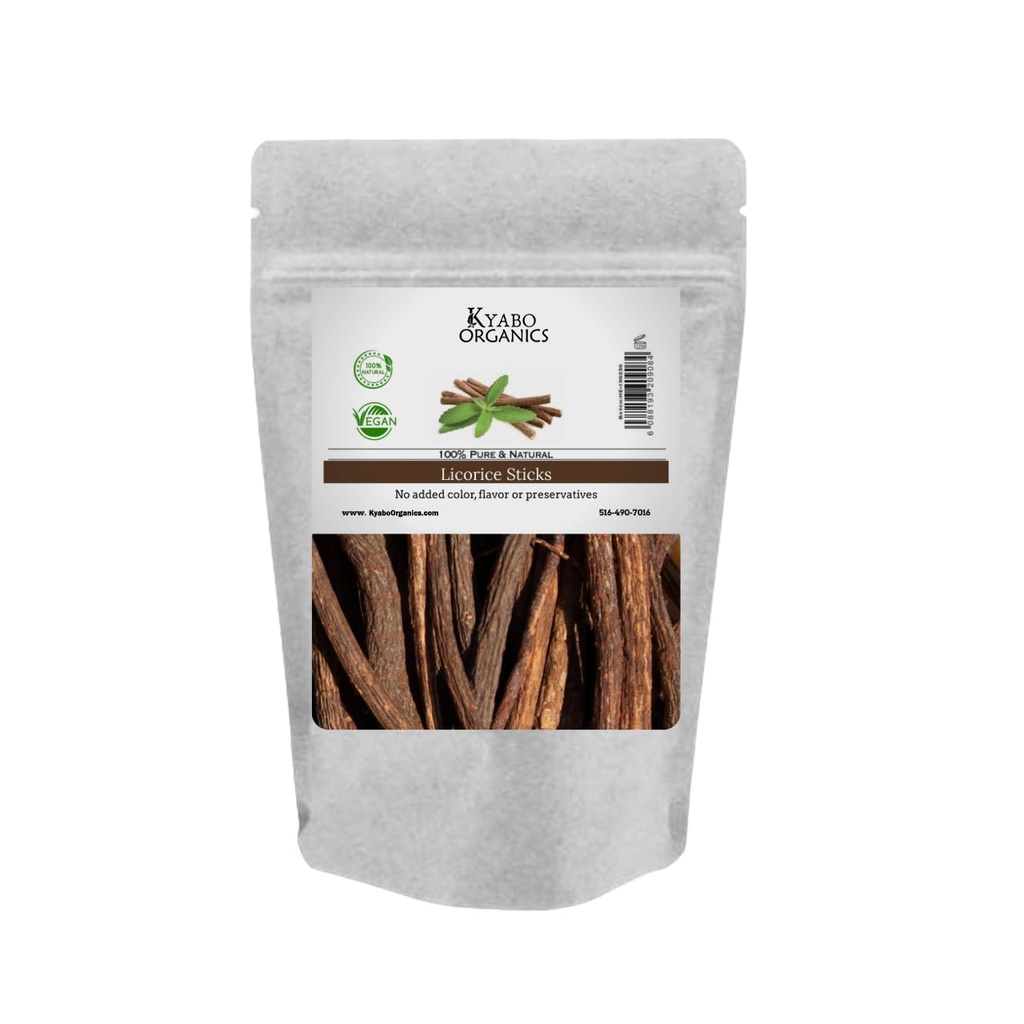 Bastoncini di radice di liquirizia di Kyabo - 100% puro, crudo tutto naturale di liquirizia Sticks 8oz / 1/2lb - radice di liquirizia africana - Bastoncini di masticare Mulethi Glycyrrhiza Glabra