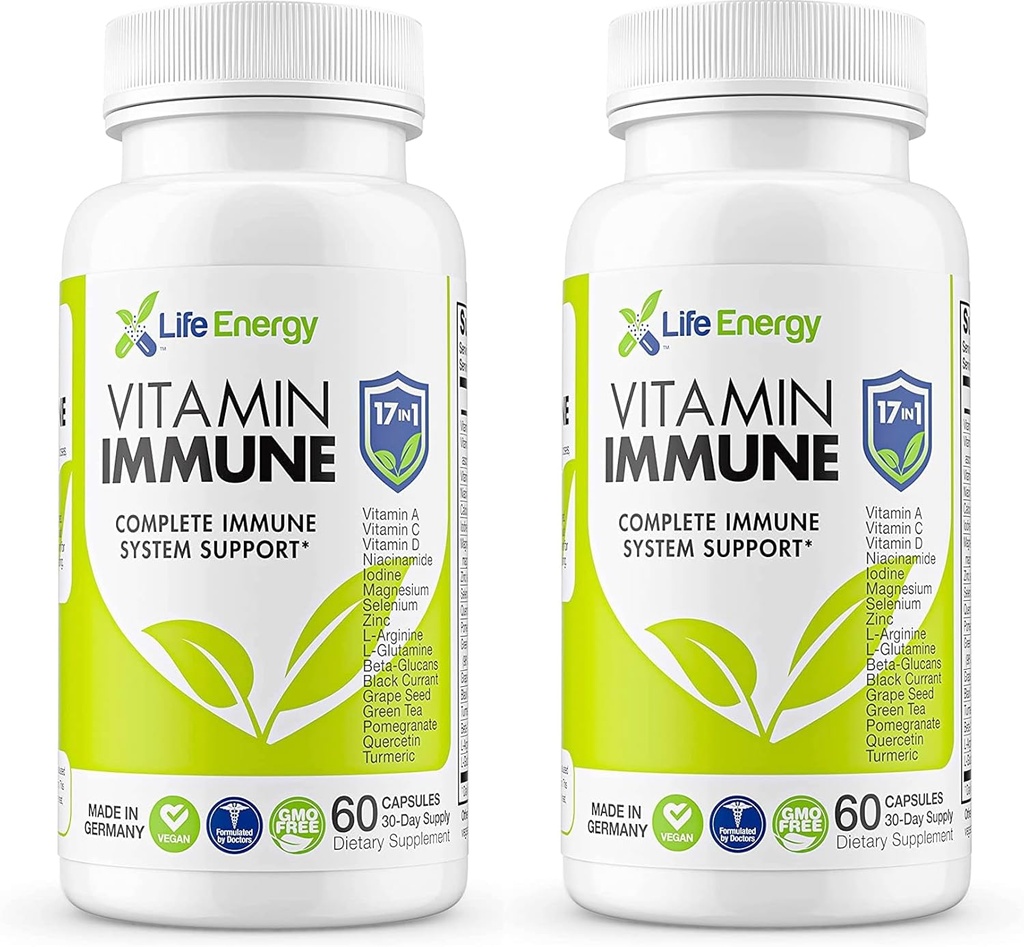 17 in 1 Supplemento di supporto immunitario | Boost immunitario con vitamina C, vitamina D, vitamina A, zinco, quercetina, curcuma, tè verde, selenio | Supplemento di supporto giornaliero per gli adulti - 60 conteggio (2)