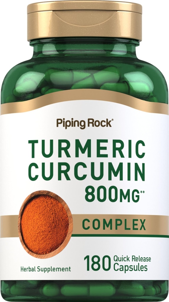 Piping Rock curcuma curcuma curcuma supplemento 800mg | 180 capsule | Complesso di estratto di erbe | Non-GMO, senza glutine