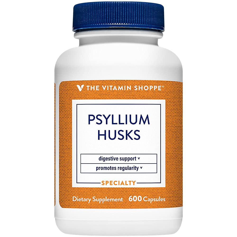 Der Vitamin Shoppe Psyllium Husks – Plantago Ovata Fiber Supplement, das Regularity & Healthy Cholesterol, 840 mg pro Servierung unterstützt - Glutenfrei (600 Kapseln)