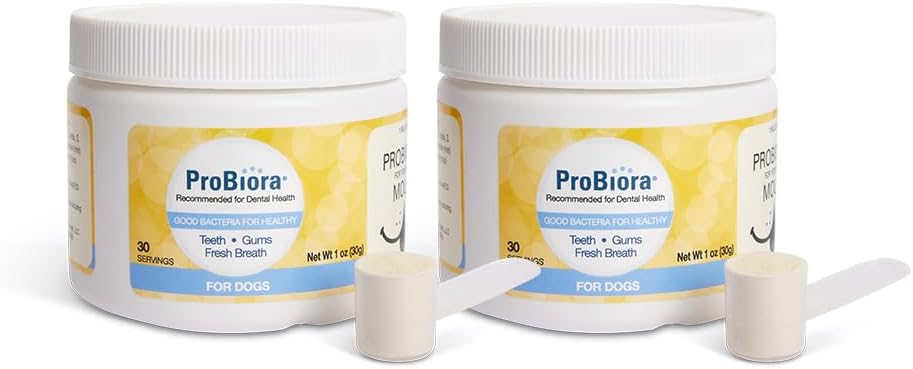 Probiora für Hunde | Dog Probiotic Supplement für Oral Care | Pet Probiotics, um Bad Breath | Hundeernährungsergänzung für Zahngesundheit | 30 Servierungen (Pack mit 2, Jar)