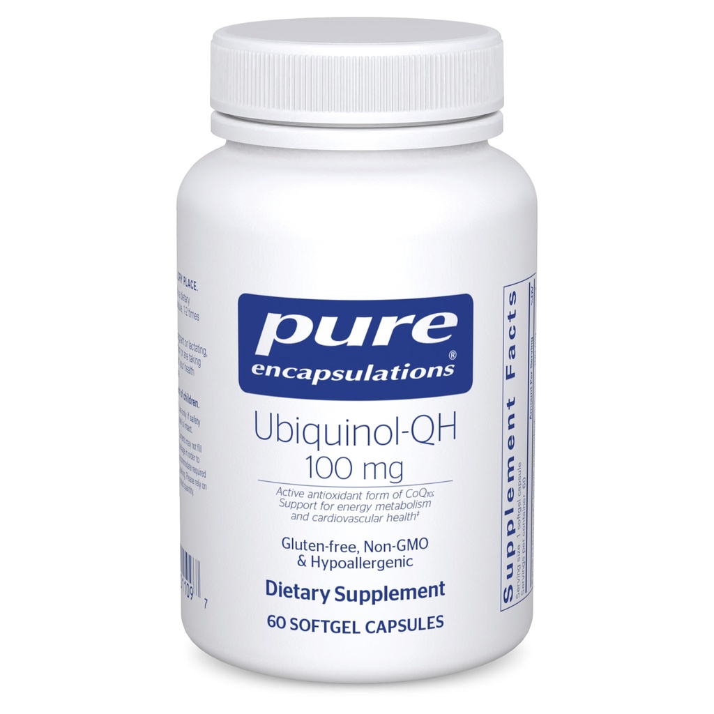Pure Encapsulations Ubiquinol-QH - 100 mg CoQ10 - Unterstützt Energiemetabolismus & Herzgesundheit* - Coenzym Antioxidants Supplement - Non-GMO - 60 Softgel Capsules