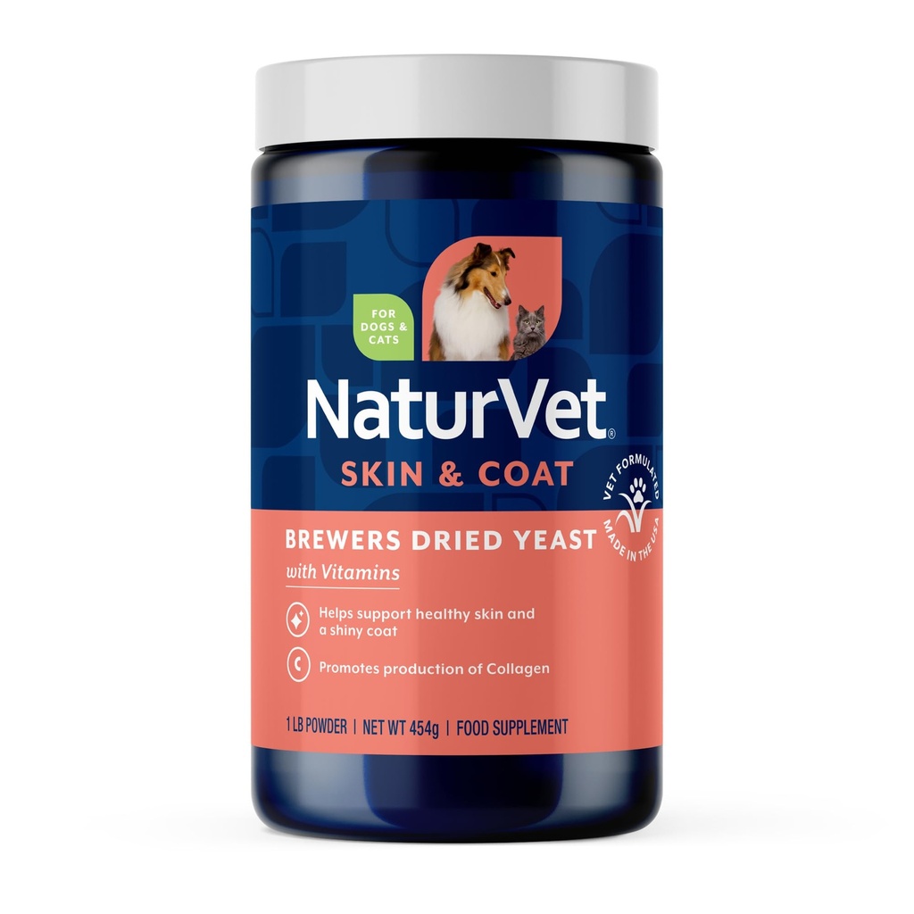 NaturVet Brewers Getrocknete Hefeformel mit Knoblauch Flavoring Plus Vitamine für Hunde und Katzen, Pulver, Made in USA mit Global Source Zutaten 1 Pfund