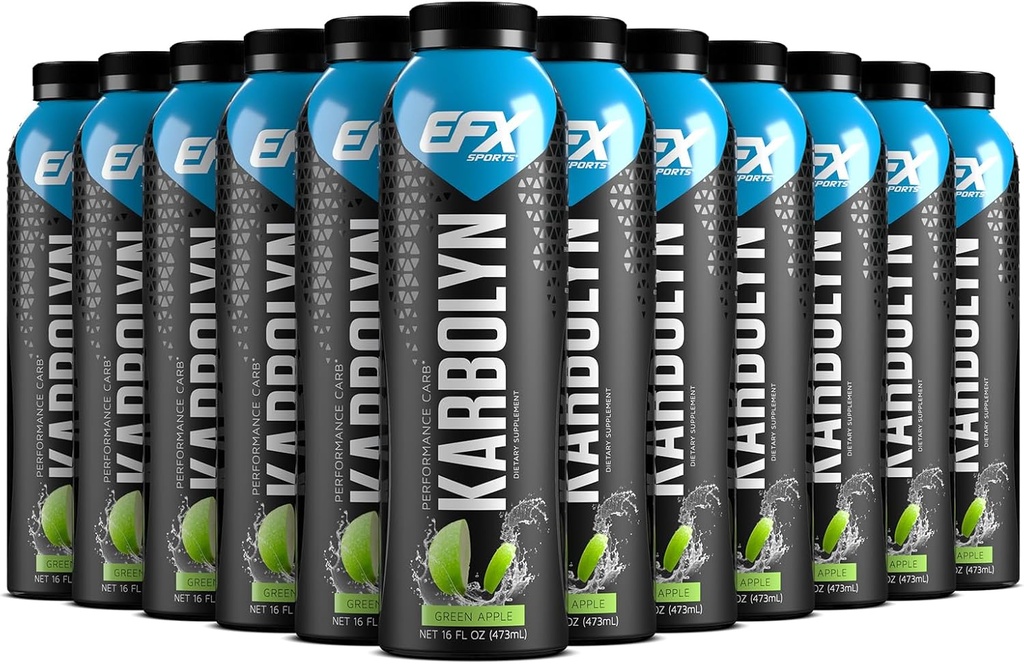 EFX Sports Karbolyn Fuel Drink | Pre, Intra, Post Workout Kohlenhydrat trinken | Carb Load, Sustained Energy | Stimulant & Sugar Free | 12 Pack (Green Apple)