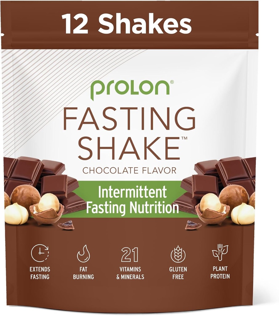 Prolon Intermittent Fasting Drink Mix | Fasting Shake per il digiuno intermittente | Vitamine, Fibra, Plant Based Protein, Superfoods | Keto, Vegan, Gluten Free, Dairy Free | Chocolate, 12 Packets