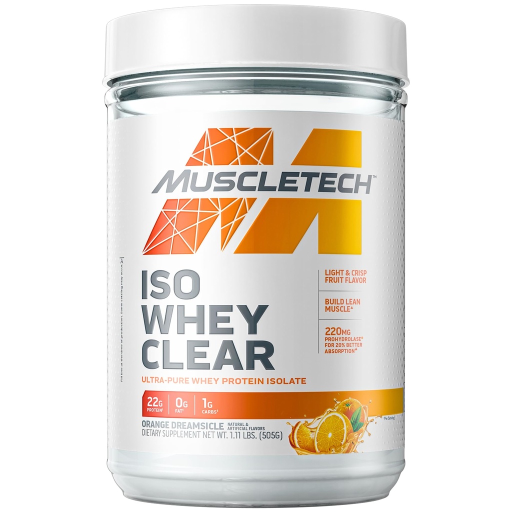 Polvere proteica del siero del siero della proteina del siero del siero dell'isolare polvere proteica del siero dell'isolato del siero per le donne e gli uomini bevanda chiara della proteina 22g di proteine, 90 calorie Dreamsicle arancione, 1.1lb (19 Servings)