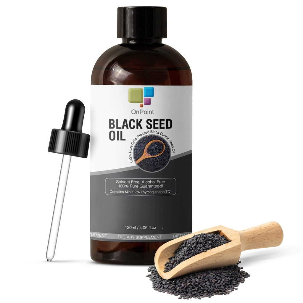 Huile de graines de cumin noire pressée 100 % à froid pur, sans solvant, sans alcool, sans OGM 120ml (4oz)
