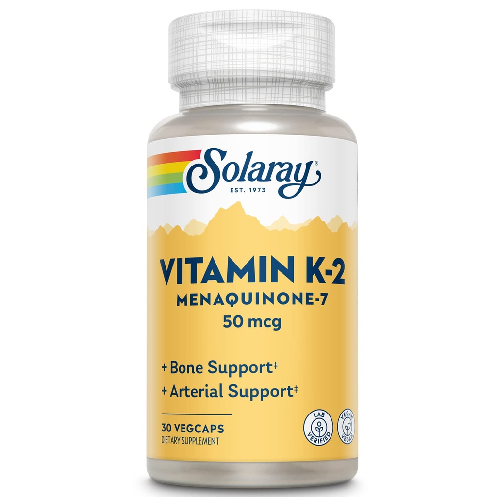 SOLARAY K2 MK7, Veg Cap (Btl-Plastique) 50mcg