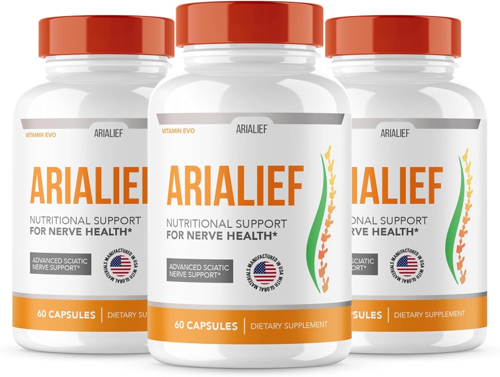 (3 PACK) Arialief Sciatica Nerve Support, Arialeaf Advanced Nerve Health, Arialeaf Prime Palm Sciatica, Aria Leaf Primepalm Aria Lief, Nerve Relief Supplement Sciatic Soothing (180 Kapseln)