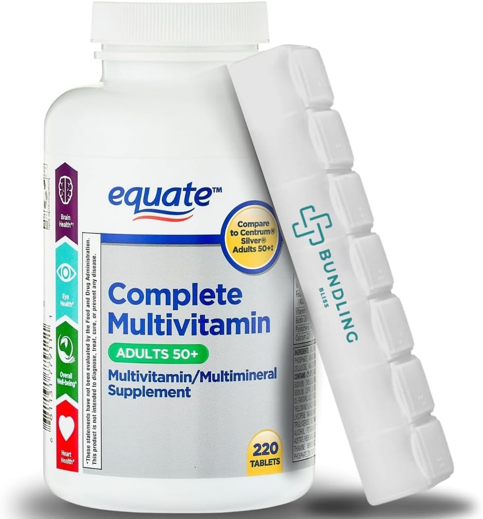 Integratore alimentare multivitaminico completo, Adulti, 220 Conte, Organizzatore di pillole da 7 giorni Incluso - 1 Confezione