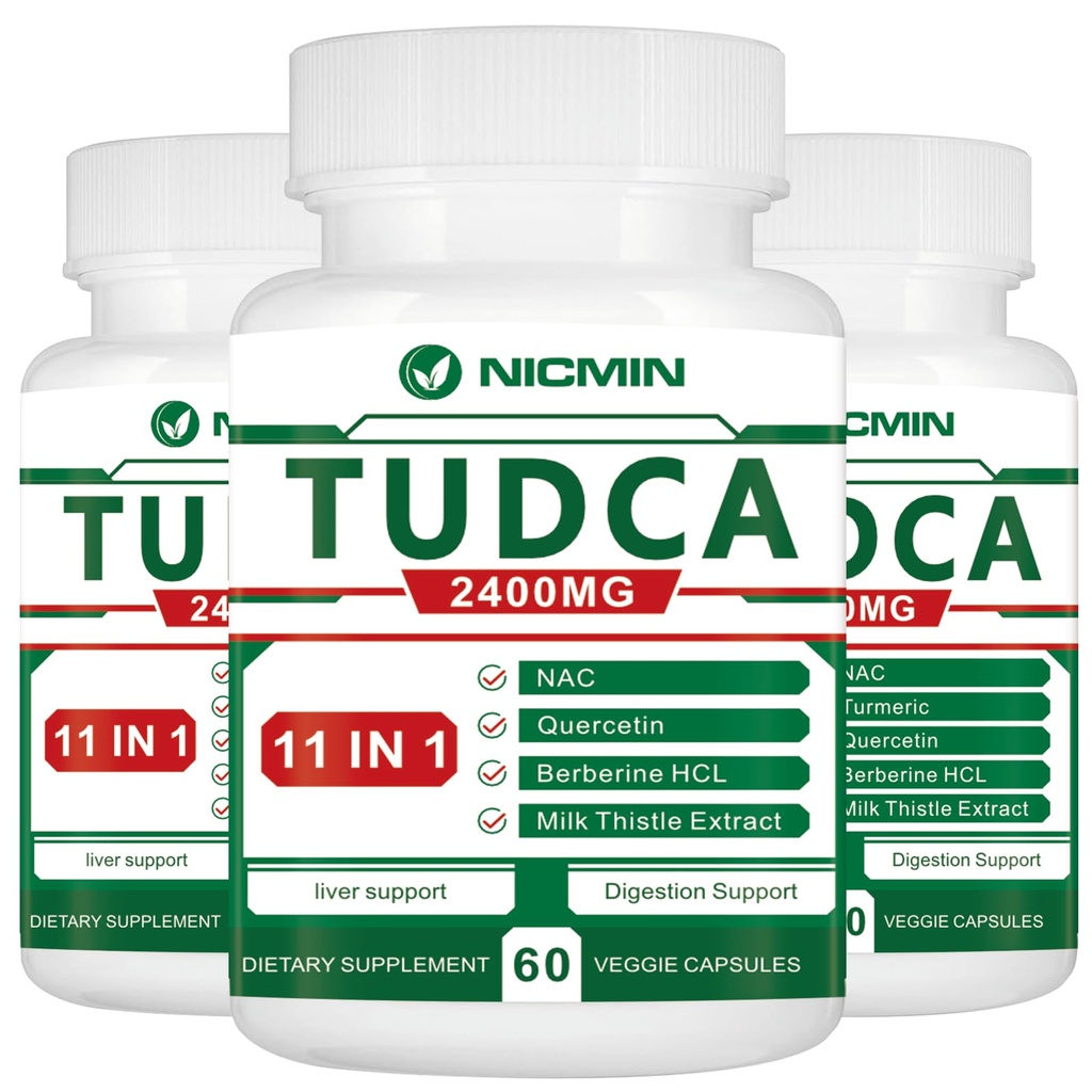 TUDCA ergänzt 2400MG, Bile Salts Complex für Leber Detox & Gallbladder Cleanse, Anti-Aging für Männer und Frauen, Verdauungsgesundheit 180 Kapseln