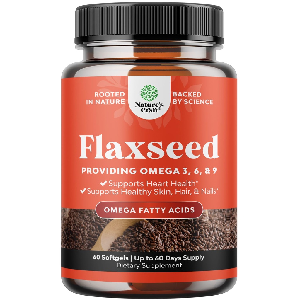 Flaxseed Oil 1000mg Softgels - High Potency Flax Seed Oil Softgels für Herz-Gesundheits-Digestion und Gehirn-Unterstützung - Kalt gepresste organische Flaxseed Bereitstellung Anlage basiert Omega 3 6 9