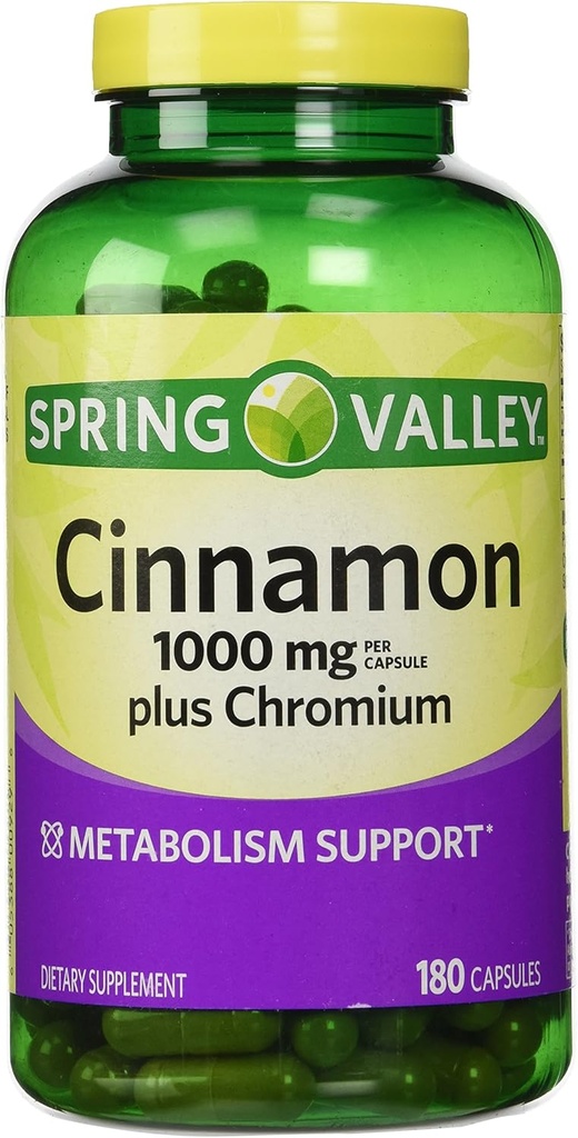 Spring Valley Cinnamon 1000mg Plus Chrom, 180 Kapseln