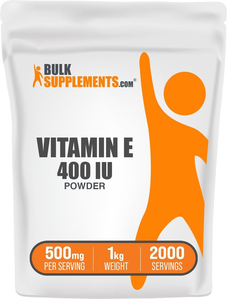 BulkSupplements.com Vitamina E 400 IU Polvere - come D-Alpha Tocopherol, integratori di vitamina E - Gluten Free, 500mg per Serving, 1kg (2.2 lbs) (Pack of 1)