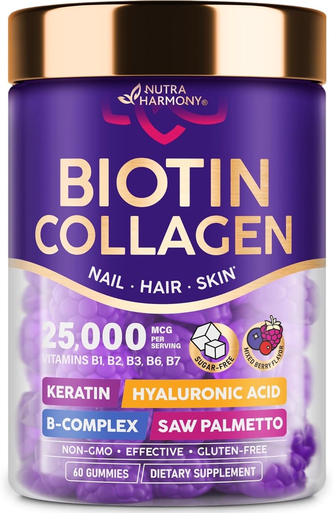 NUTRAHARMONY Biotin Collagen Gummis - 60 Count