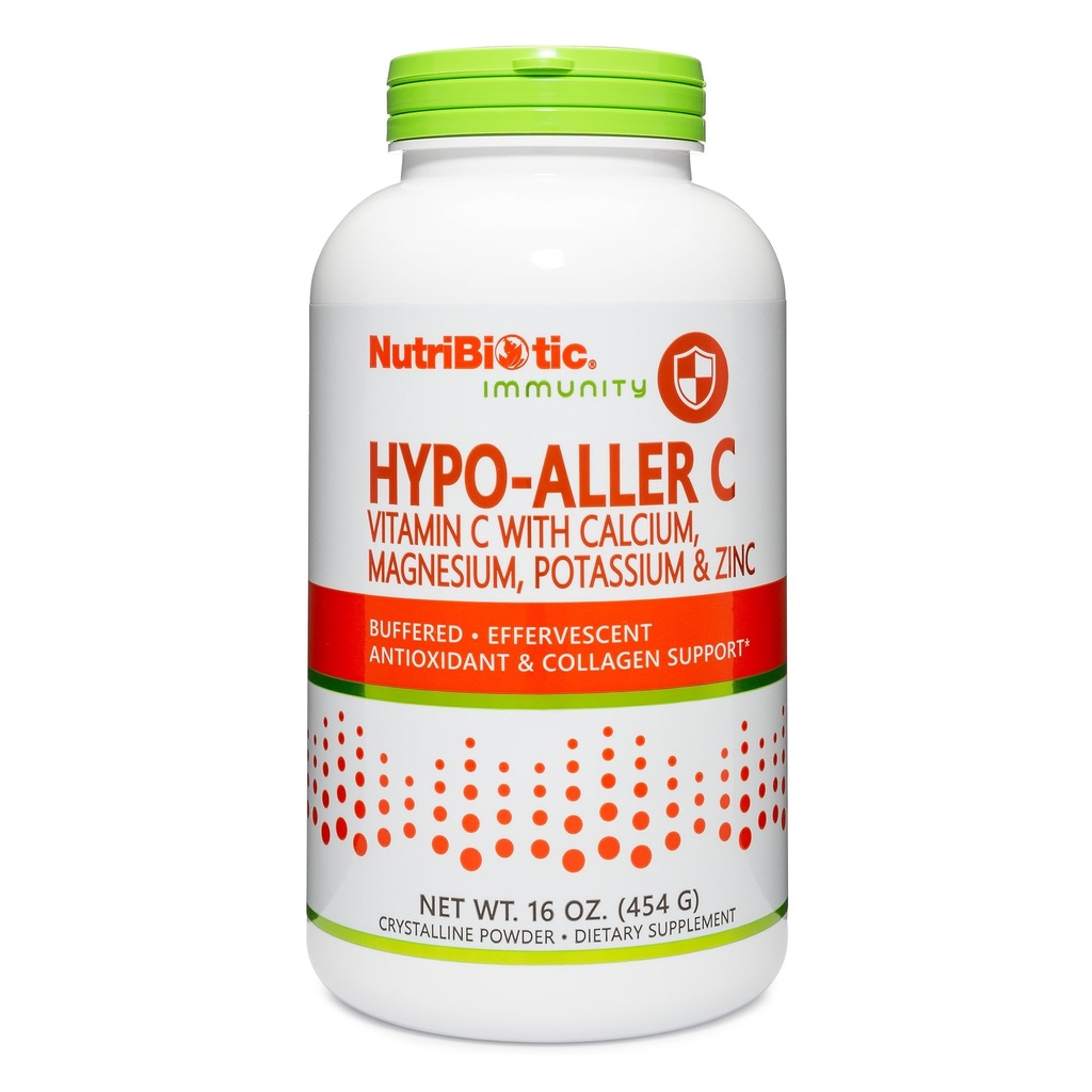 NutriBiotic - Hypo-Aller C Pulver Vitamin C & Minerals, 16 Oz | 1300 Mg Vitamin C für Antioxidant & Collagen Unterstützung | Gepuffert mit Calcium, Magnesium, Zink & Kalium | Gluten & GMO Kostenlos