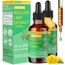 Gouttes de Mullein bio pour le nettoyage pulmonaire, puissant 1700mg Mullein Leaf Extract pour le soutien immunitaire et respiratoire, Natural Mullein Supplément Teinture gouttes non-OGM et végétalien, 2 Fl Oz