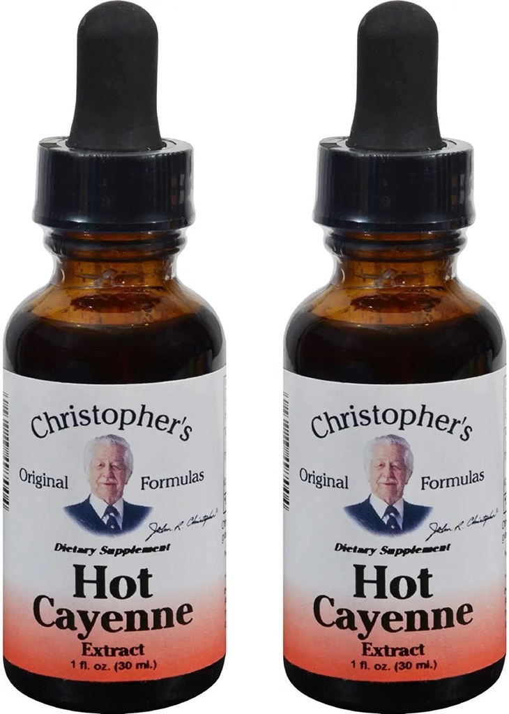 Formules originales de Christopher Extrait de Cayenne chaud, 1 fl oz - Supplément à base de plantes naturelles - Paquet de 2