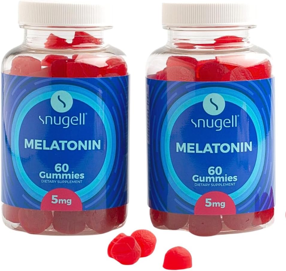 Snugell Melatonin Gummies 5 mg – 60-Count Integratore alimentare – Frullato di bacche per il supporto naturale del sonno riposante – Vegan, Non-Habit Forming, Non-GMO, Pectin-Based, Gluten-Free – Made in USA (2)