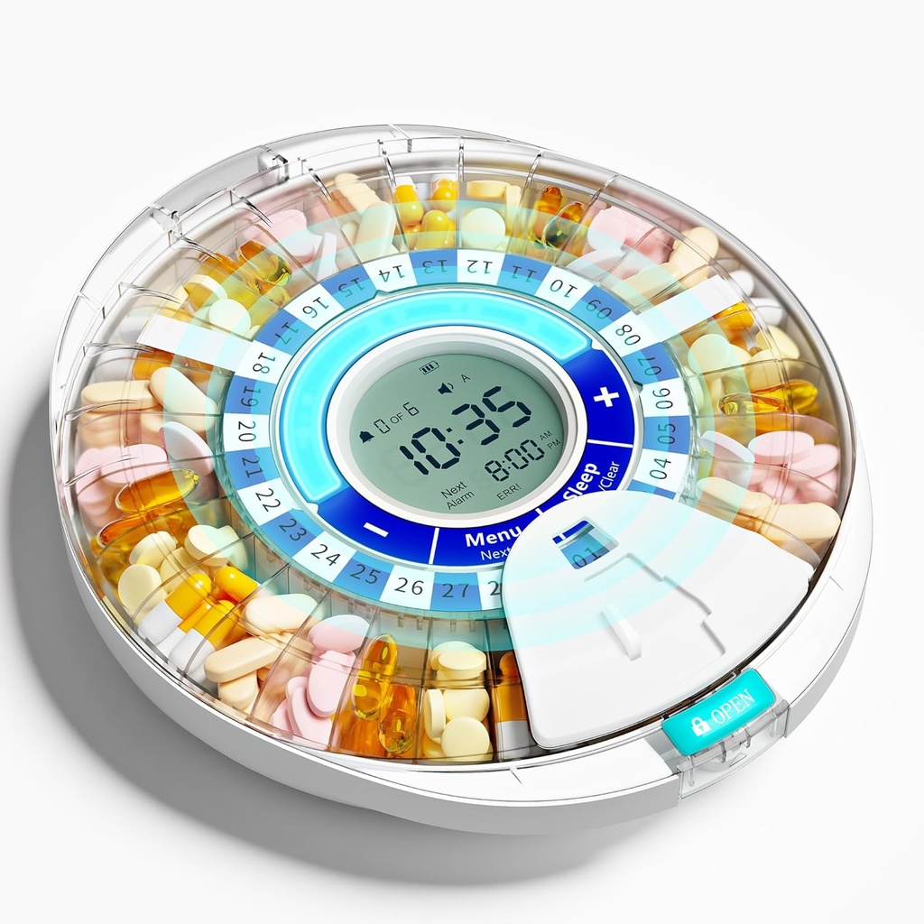 Aufgerüstete automatische Pillenspender für Ältere Alarm, Smart Pill Dispenser Maschine mit 28-Slot, Mix-Proof Tech & XL LCD, Enhanced Durability for Daily Medicine Management