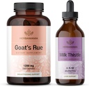 HERBAMA Goat's Rue and Milk Thistle Kit - Bundle of 1200 mg Goat's Rue Capsules & Milk Thistle Liver Detox Drops 4 fl oz - Vegan, Non-GMO, Sugar & Alcohol-Free - 2 Pack