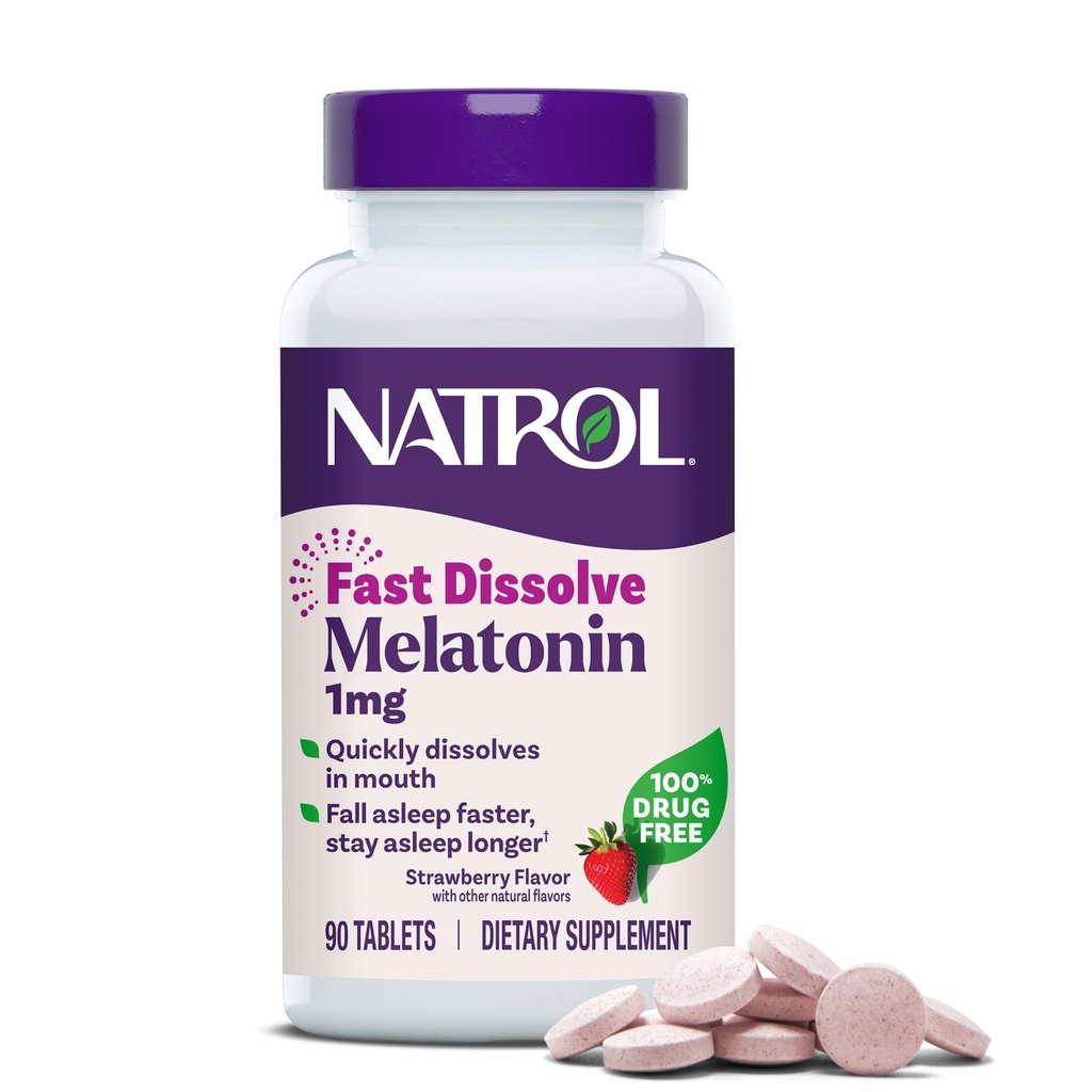 Natrol Dissolve rapide Mélatonine 1 mg, Soutien du sommeil pour les adultes