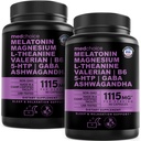 12-in-1 Melatonin Schlafkapseln - Natürliche Schlafmittel für Erwachsene mit Melatonin 5mg und Magnesiumglycinat 500mg, Schlafmittel mit Ashwagandha, L Theanin, Baldrian Root, GABA, 5-HTP (90ct, Packung von 2)