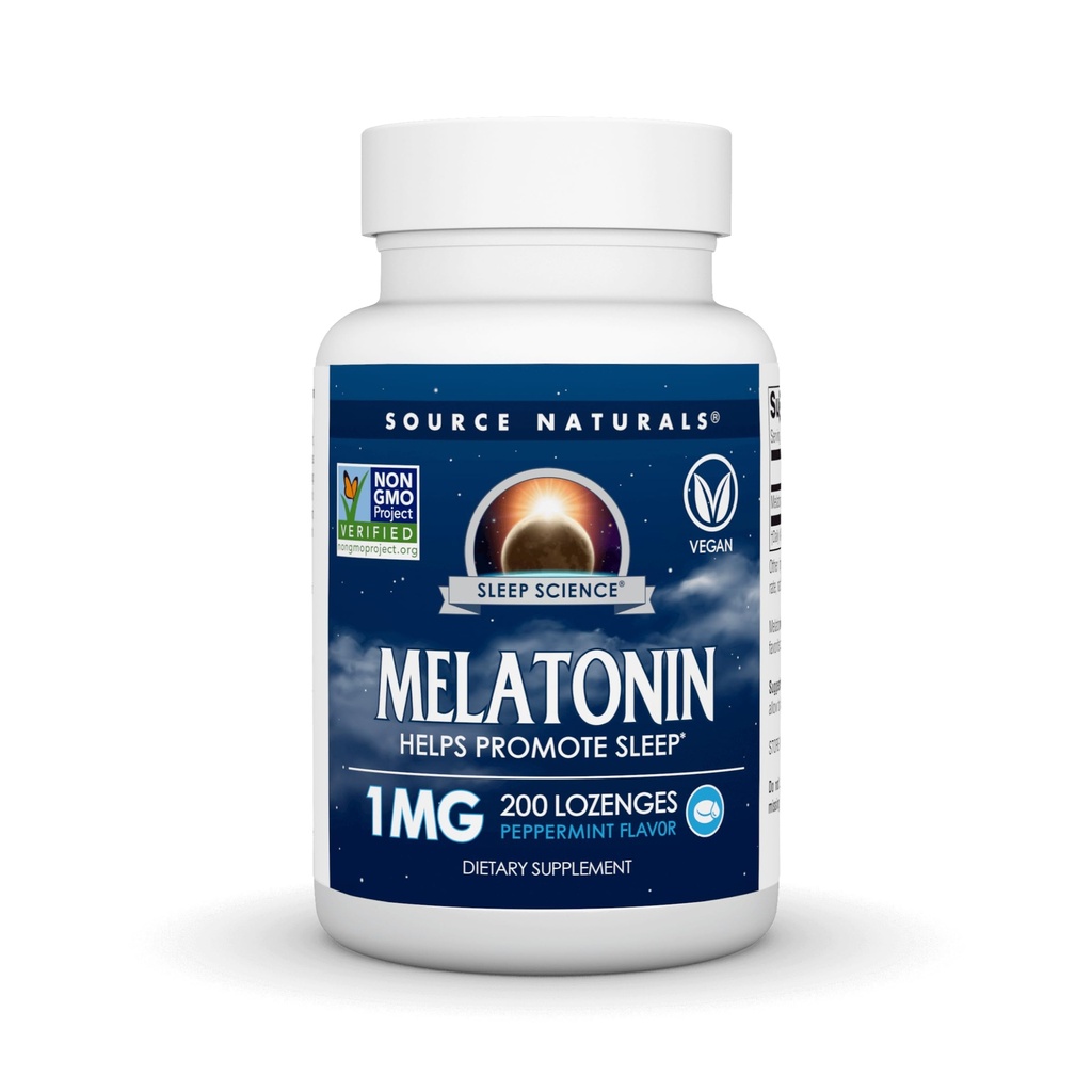 Fonte Naturals Melatonin, aiuta a promuovere il sonno*, 1 mg - 200 Menta piperita