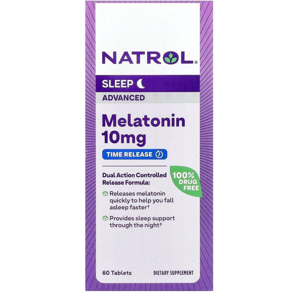 Natrol Melatonin 10mg Time Release Tablets, Supplemento dietetico per il sonno riposante, 60 compresse di rilascio di Melatonin tempo, 60 Servings