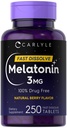 Carlyle Melatonin 3mg compresse dissolve veloci | 250 Count | Low Dose and Drug Free | Vegan, Non OGM, Gluten Free