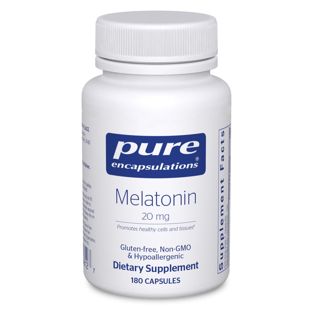 Pure Encapsulations Melatonin 20 mg - Nicht für Schlafunterstützung - für Immunsystem & Gesunde Zellen - 99,5 % Reinheit Melatonin - Glutenfrei & Non-GMO - 180 Kapseln