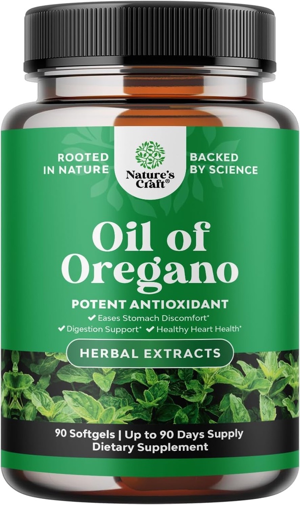 Wildöl von Oregano Softgels - Gentle Detox für Immununterstützung - Konzentrierte Oregano Öl Softgels mit Carvacrol 70% - Eases Digestion, Gut Balance & Cleanse Body - Trusted Herbal Supplements - 90 Ct