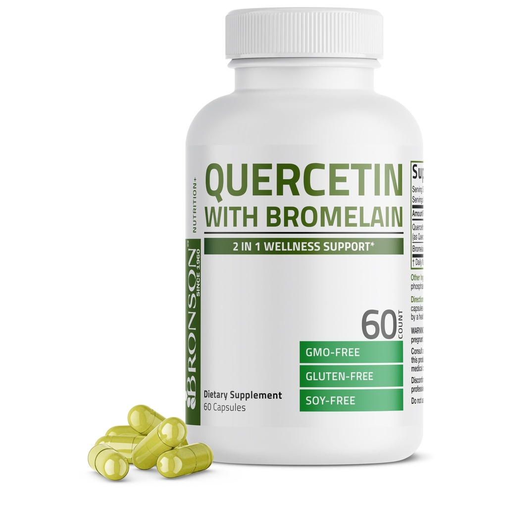 Bronson Quercetin con Bromelain 2 in 1 supporto benessere, Non OGM, 60 capsule
