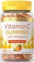 Carlyle Vitamin C Gummies | 60 Count | Orange Flavor | mit Vitamin E | Vegan, Non-GMO und glutenfreie Ergänzung